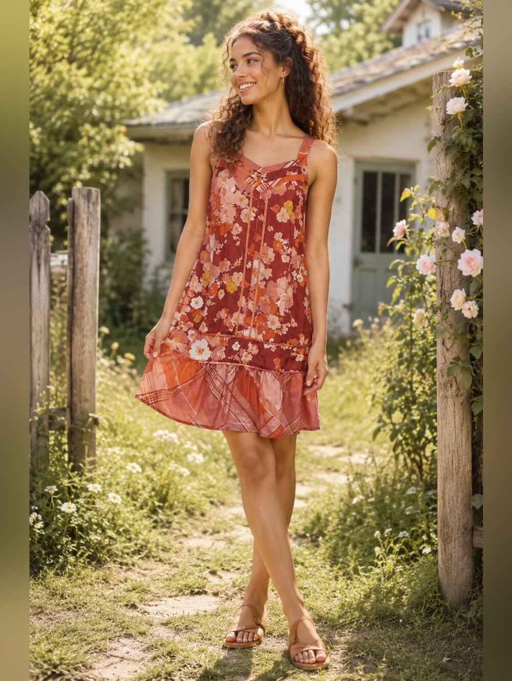 Anthropologie Tiny Floral Boho Cottagecore Drop Waist Ruffle Mini Dress Small